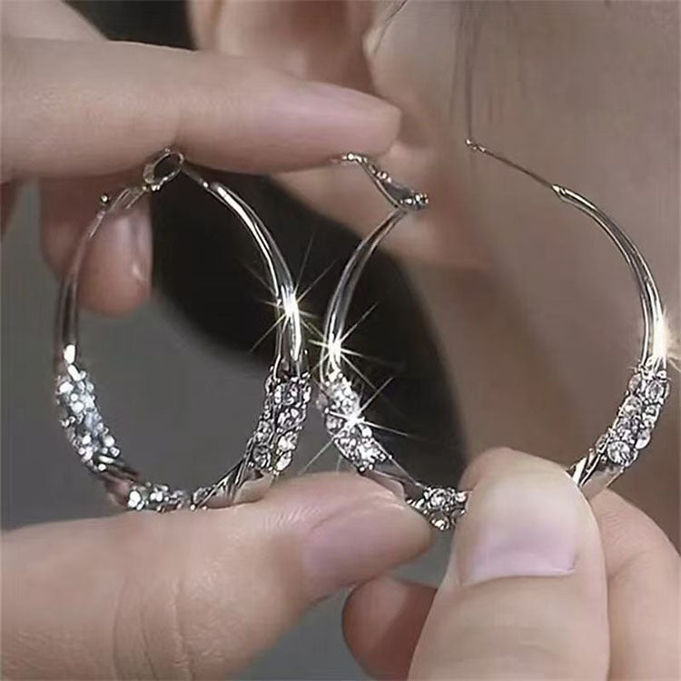 High-grade Ear Sier Zircon Big Hoop Trendy Rings