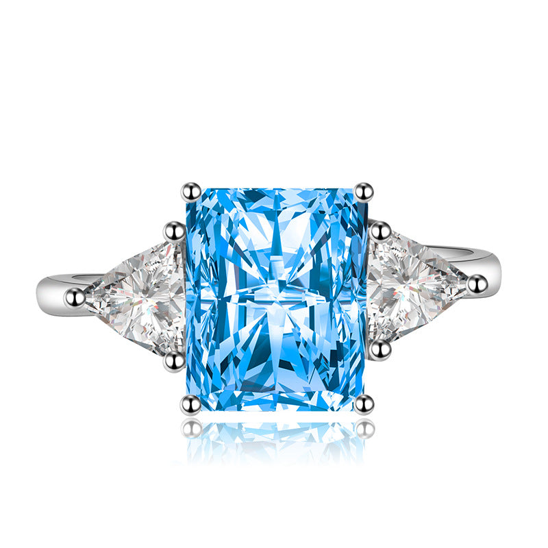 Square Diamond Female Geometric Triangle Open Engagement Rings