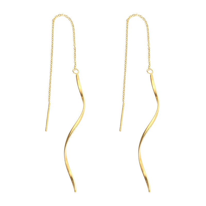 Wavy Threads Trendy Titanium Steel Temperament Long Fringe Ear Line