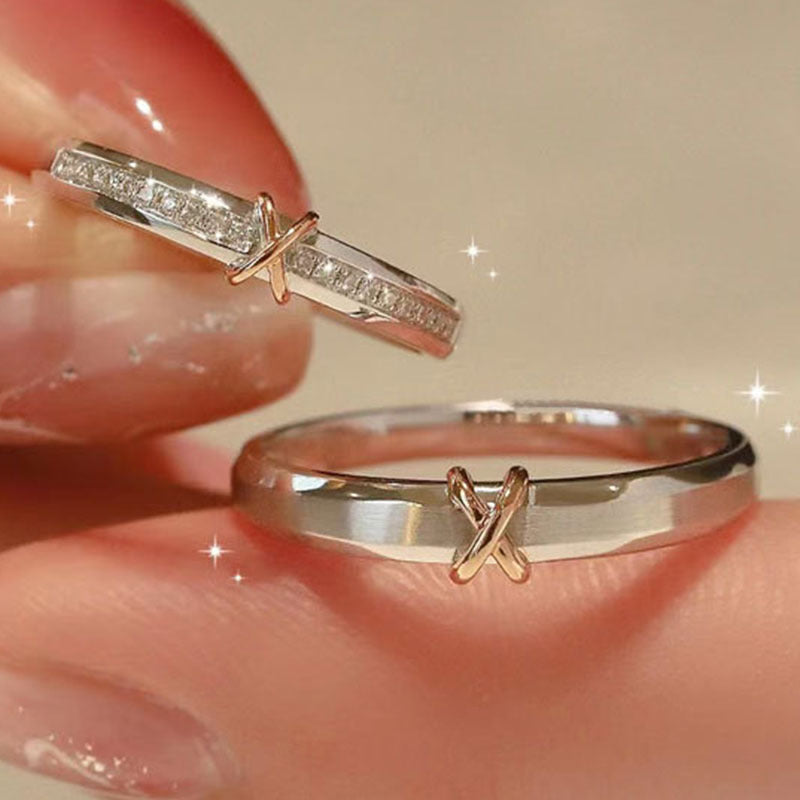 Women's & Men's Couple Simple Exquisite Unique Color Separation Electroplating Adjustable Valentine's Ring