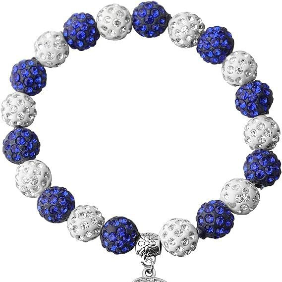 Rhinestone Round Beads Elastic Silk Beaded Metal Bracelet