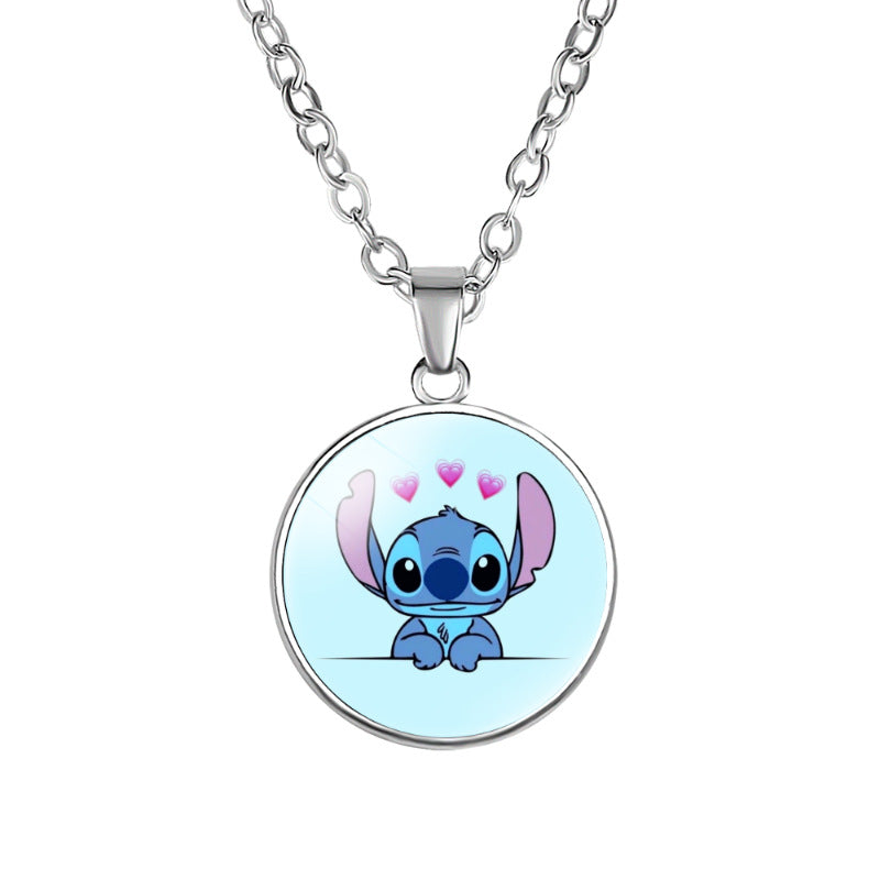 Children's Star Stitch Cartoon Pattern Time Stone Necklaces