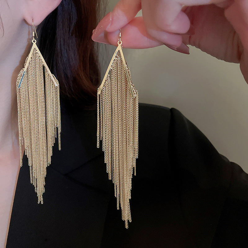 Women's Needle Leaf Sequined Tassel Exaggerated Personalized Earrings