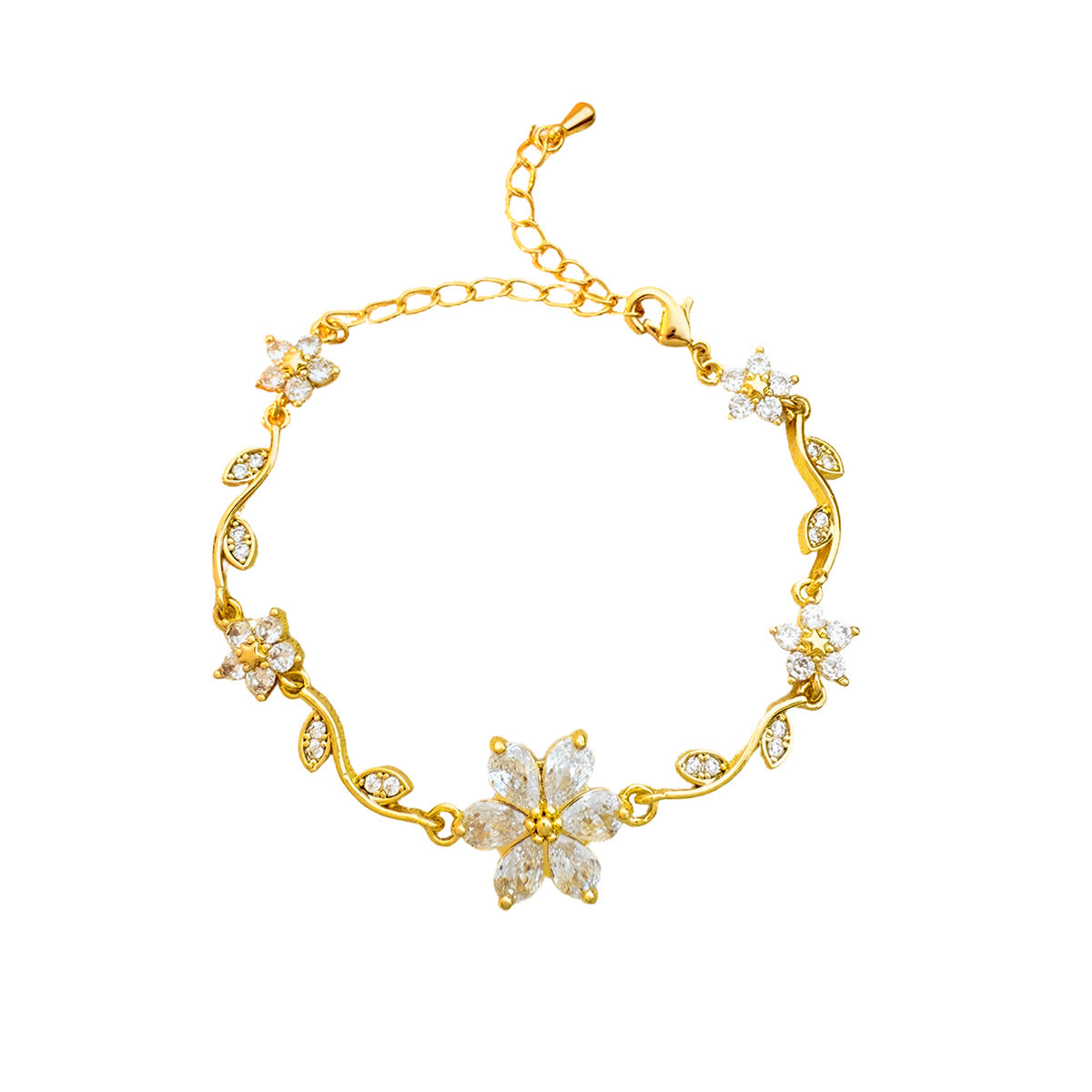 Style Flower Bow Tie Small Fresh Copper Inlaid Zircon High Bracelet