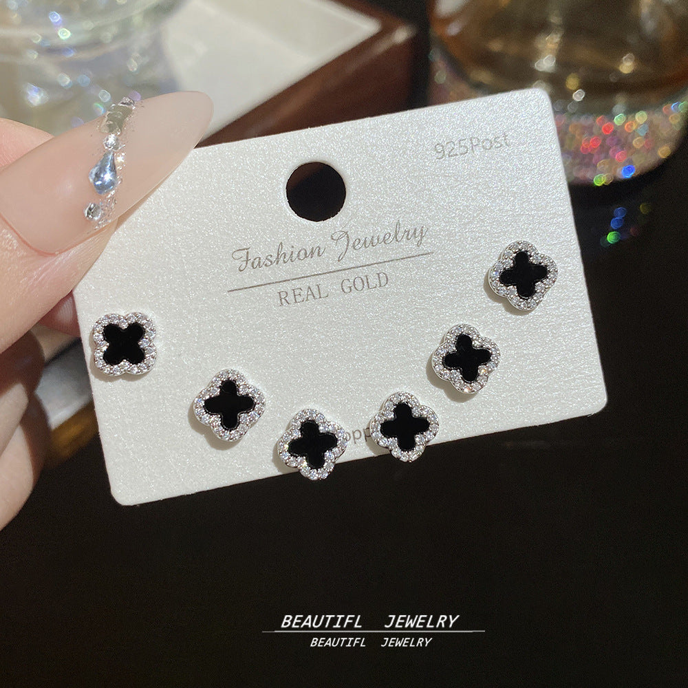 One Card Three Pairs Of Ear Sterling Sier Needle Rings