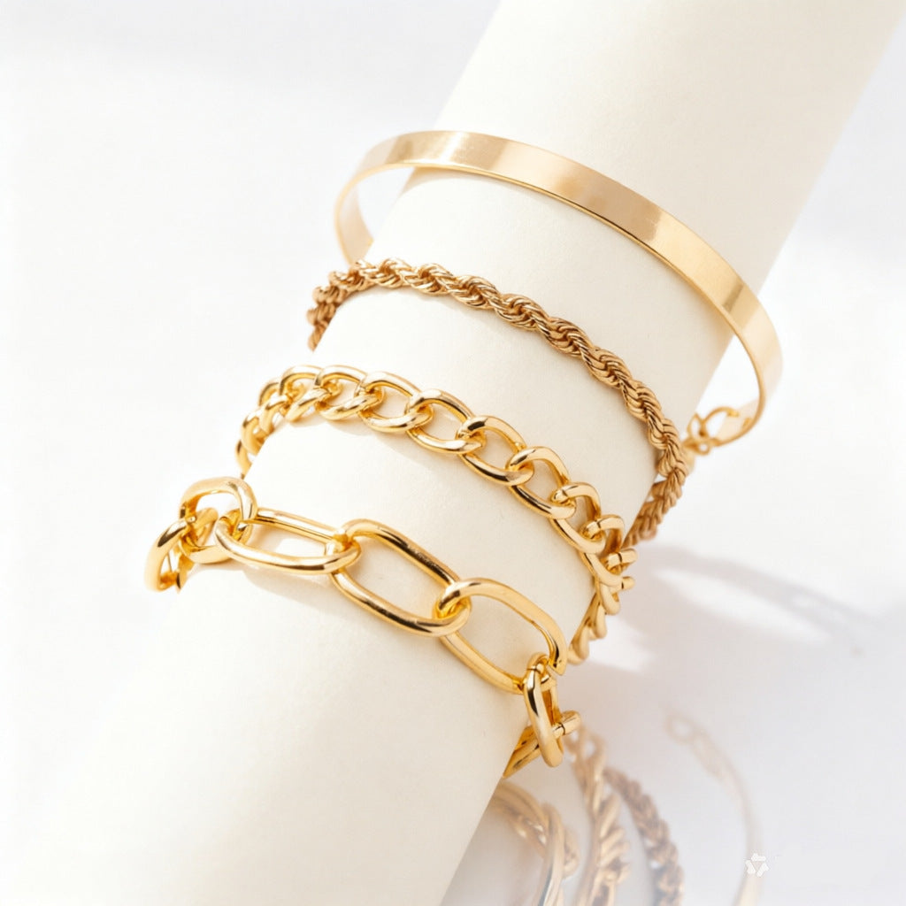 Personality Hip Hop Cuban Bangle Punk Metal Twisted Bracelets