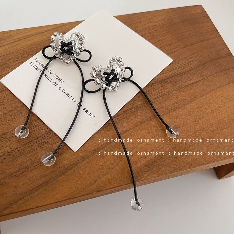 Heart Sier Bow Love Female Irregular Earrings