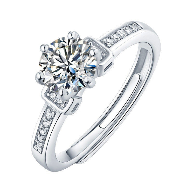 Moissanite Six Claw Karat Eight Hearts Arrows Rings