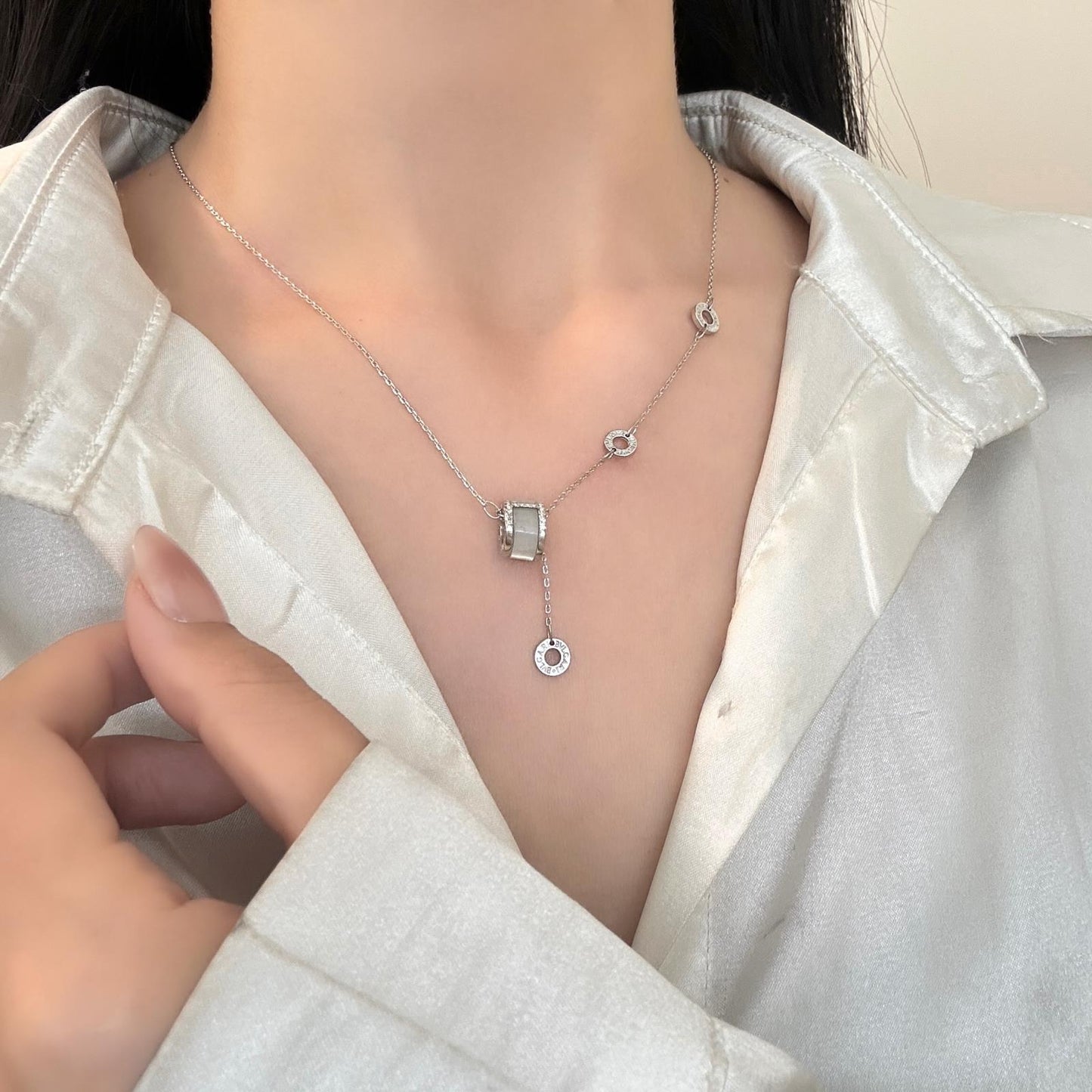 Women's Sier Small Waist Korean Sweater Agate Light Luxury High-grade Sense Necklaces