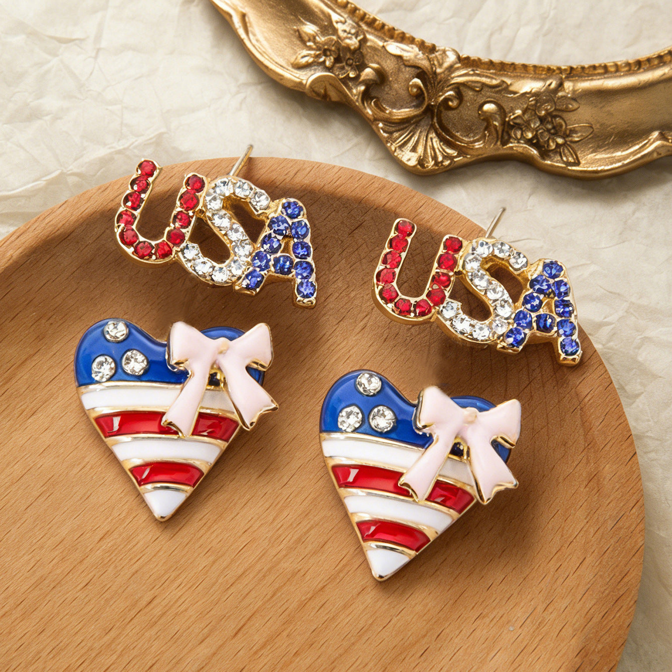 Women's Party Stars Stripes Vintage Drop Oil Rings