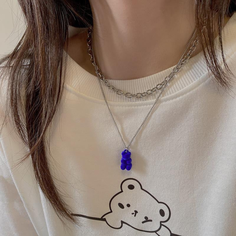 Bear Sweater Chain Female Long Design Necklaces