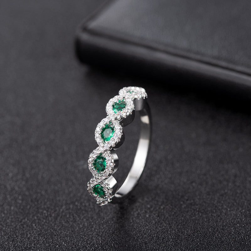 Micro Rhinestone Emerald Female Ruby Full Diamond Hipster Rings