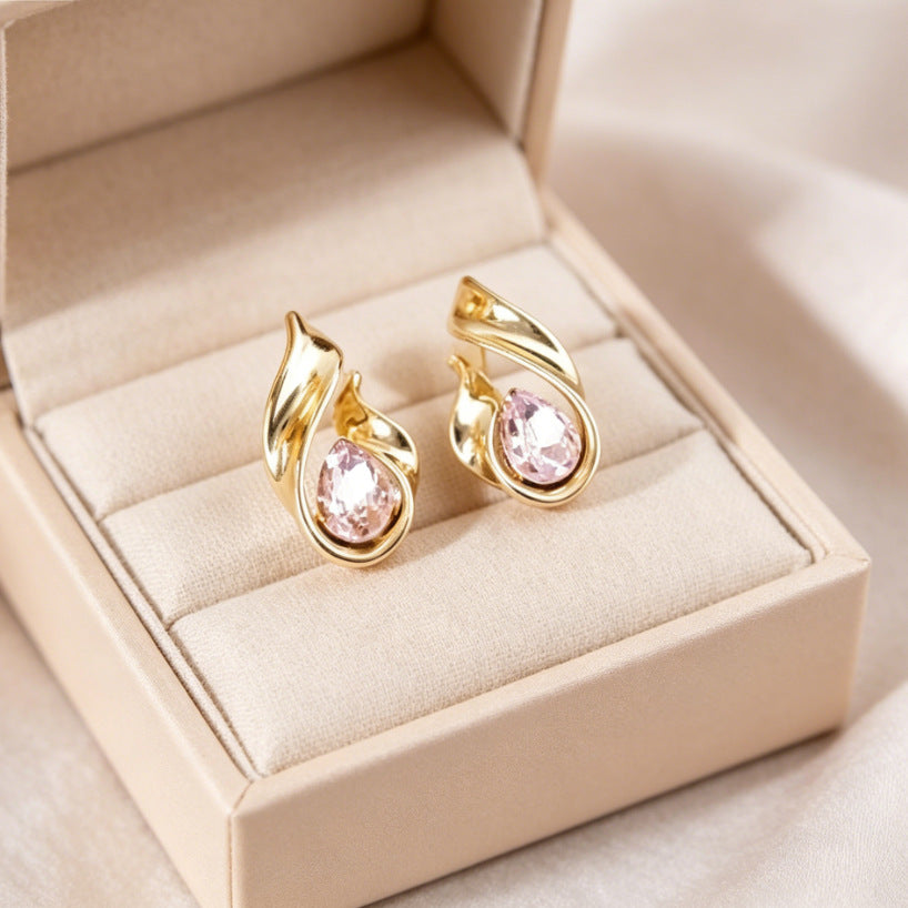 Temperament Inlaid Zircon Delicate Pearl High-grade Light Luxury Korean Style Stud Earrings
