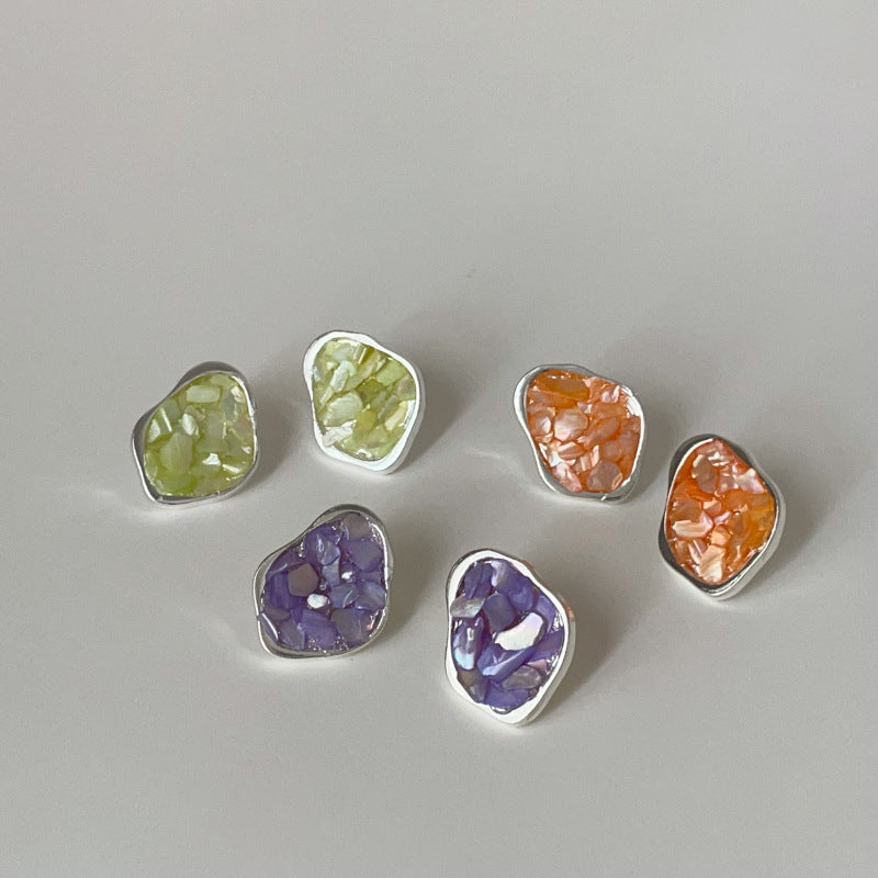 Broken Shell Irregular Ear Female Mild Luxury Retro Earrings
