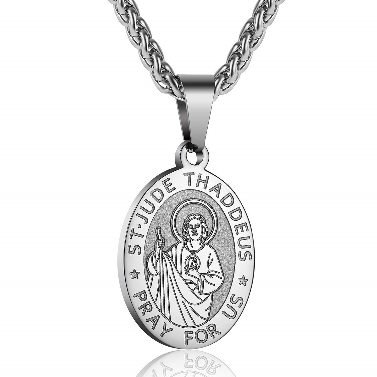 Women's & Men's Double-sided Portrait Medal Cross Stainless Steel Necklaces