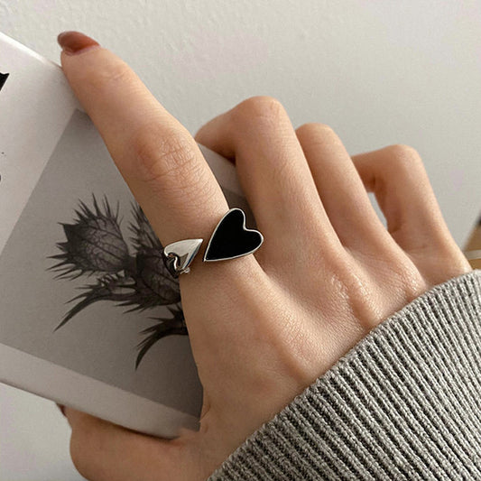 Metal Heart-shaped Open Female Retro Personality Rings