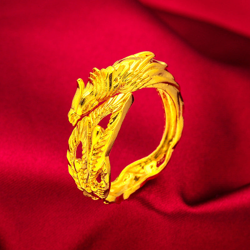 Women's & Men's Vietnam Placer Gold Dragon Phoenix Open Rings