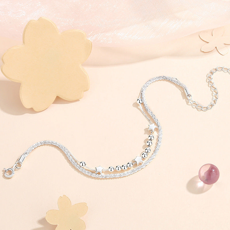 Sparkling Planet Female Korean Style Starry Double Layer Sier Bracelets