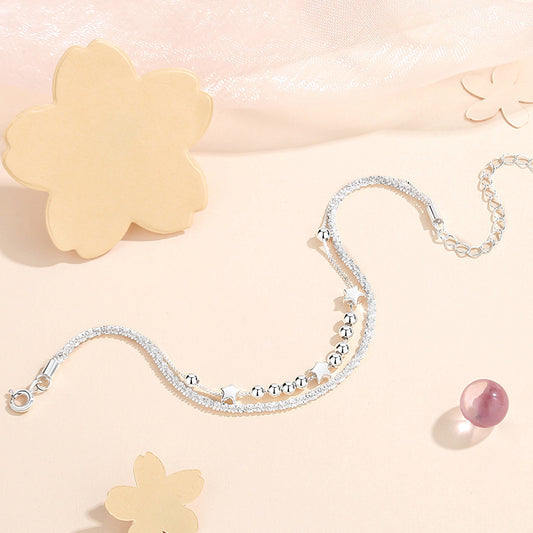 Sparkling Planet Female Korean Style Starry Double Layer Sier Bracelets