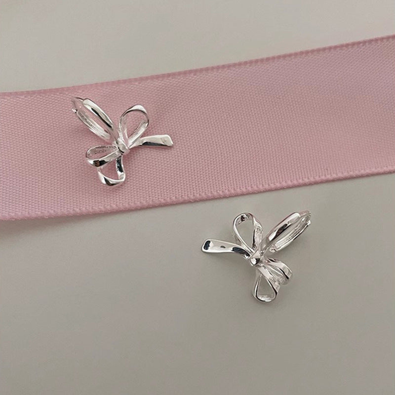 Women's Bow Clip Light Luxury Minority Metal Earrings