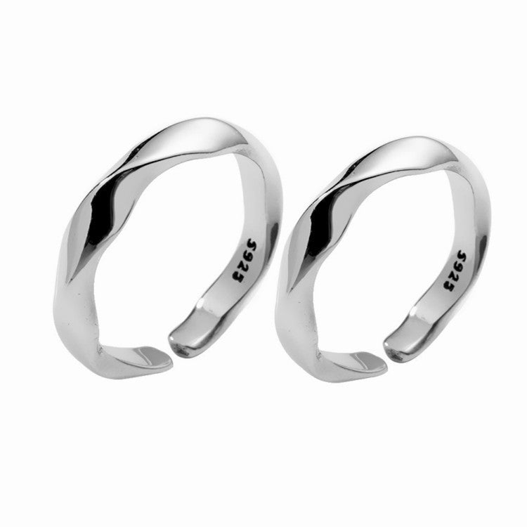 Personality Twisted Wave Female Korean Simple Glossy Twist Open Rings