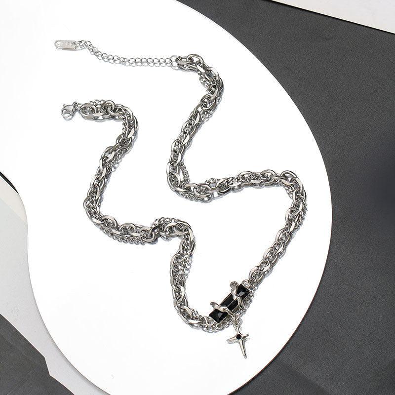 Men's Fashion Twin Hip Hop High-grade Sweater Chain Necklace