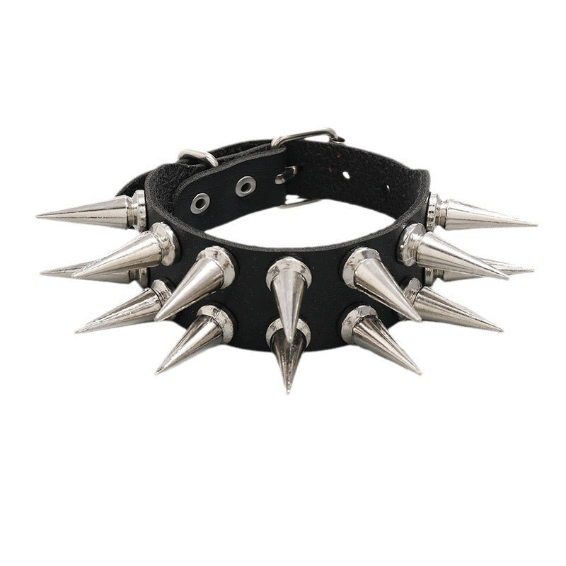 Men's Punk 2 Rows Pointed Nail Leather Bracelets