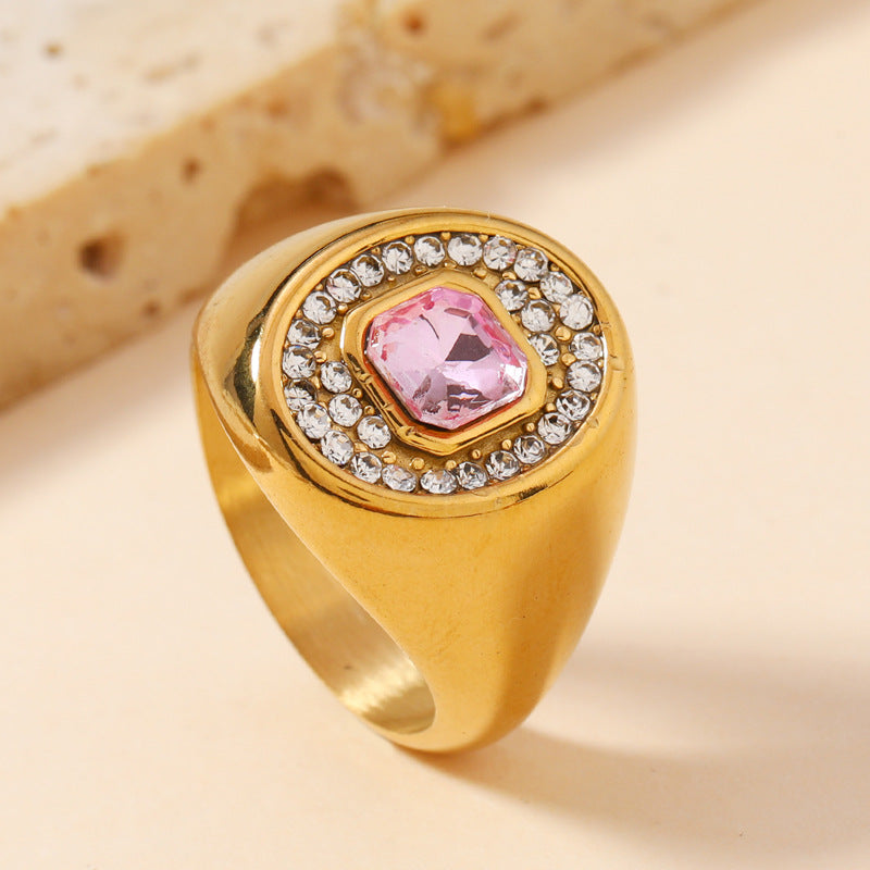 Gem Light Luxury High-grade Vintage Stainless Rings