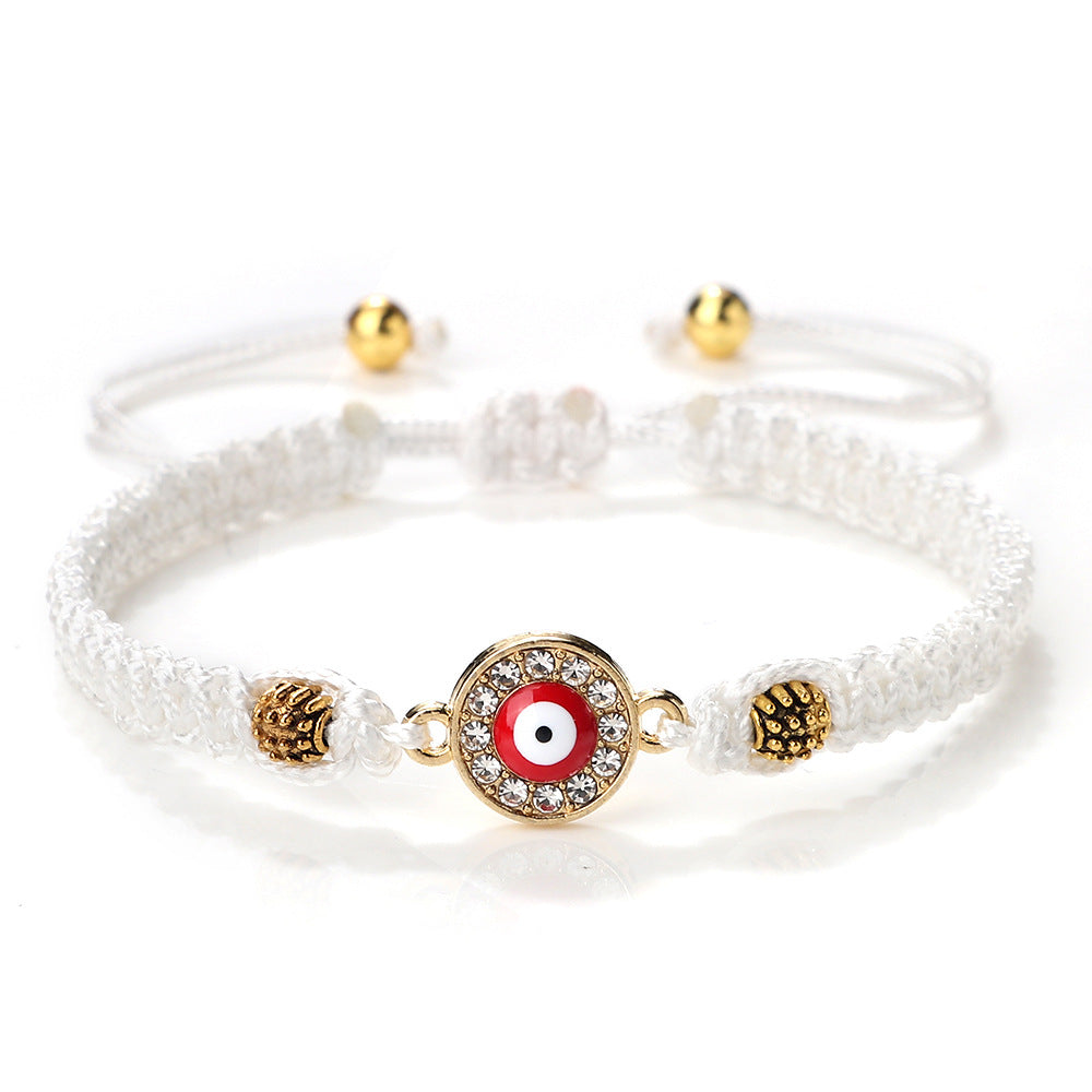 Women's & Men's Red Rope Safety Lock Devil's Eye Diamond Woven Hand Bracelet