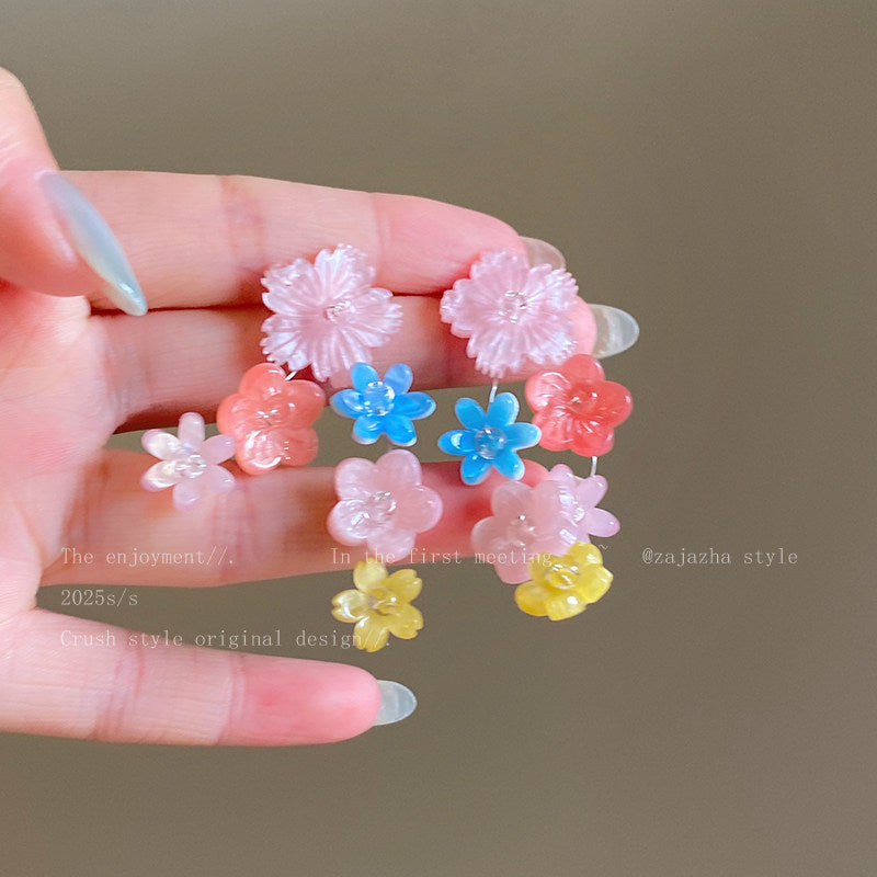 Women's For Spring Unique Beautiful Sweet Contrast Color Eardrops Colorful Exaggerated Earrings