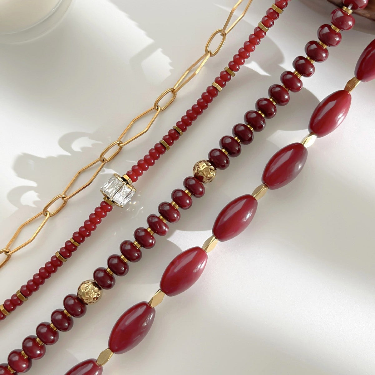 Women's Stainless Steel Glass Bead Beaded High-grade Versatile Light Luxury Necklace