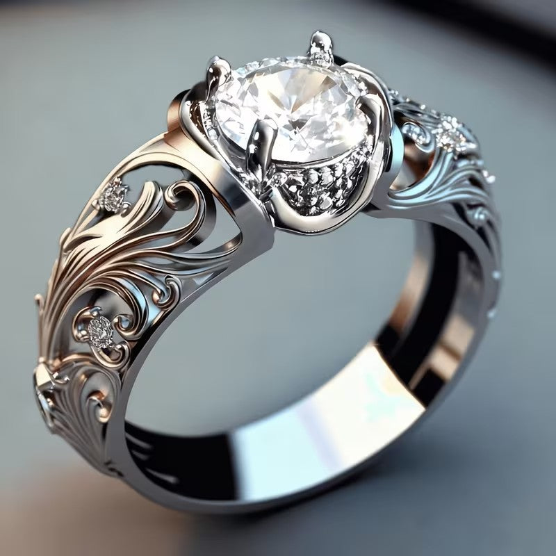 Women's & Men's Simple Zircon Vintage Flower Shape Diamond Ring