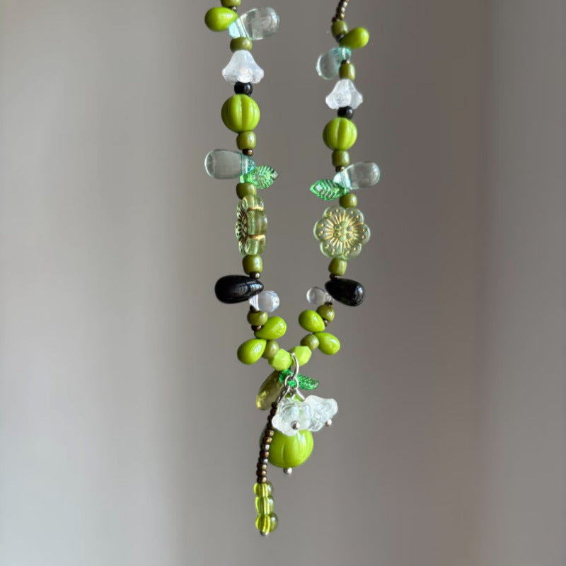 Ceramic Apple Braid Rope Beaded Female Niche Necklaces