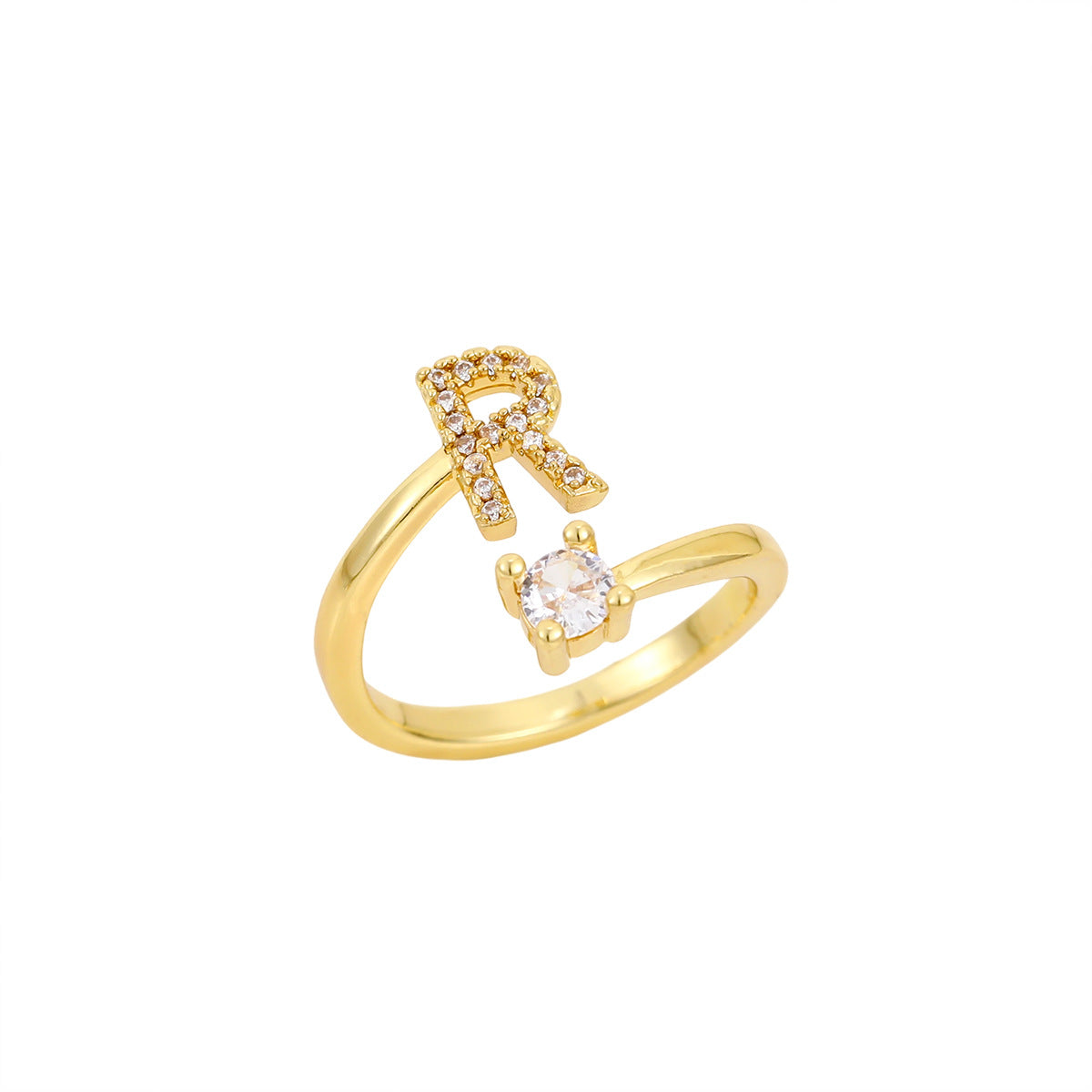 Gold Letter Open Male Female Personality Rings