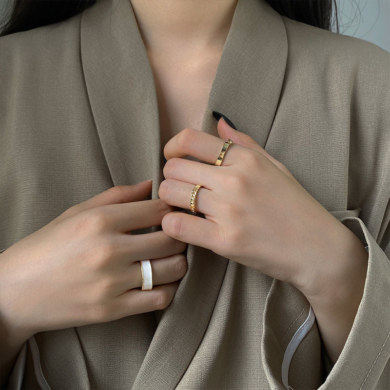 Women's Hop Gold Piece Punk Geometric Simple Ring