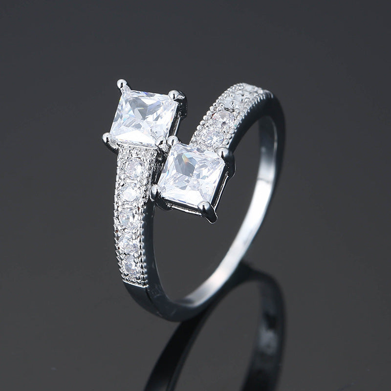 Square Zircon Diamond Geometric Cross Temperamental Minority Rings