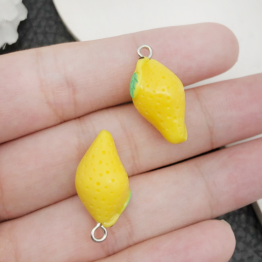 Fruit Apple Banana Orange Strawberry Resin Pendants