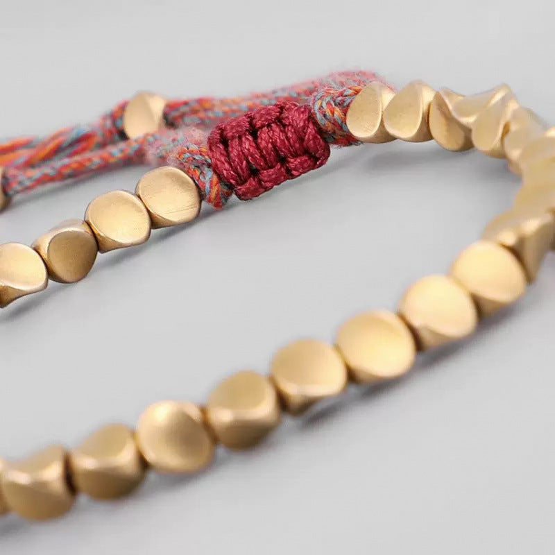 Women's Winding Woven Stylish Good Texture Gift Drawable Shaped Copper Bead Bracelet