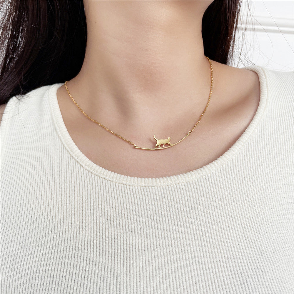 Eaves Cat Artistic Fresh Titanium Steel Clavicle Chain Female Necklace