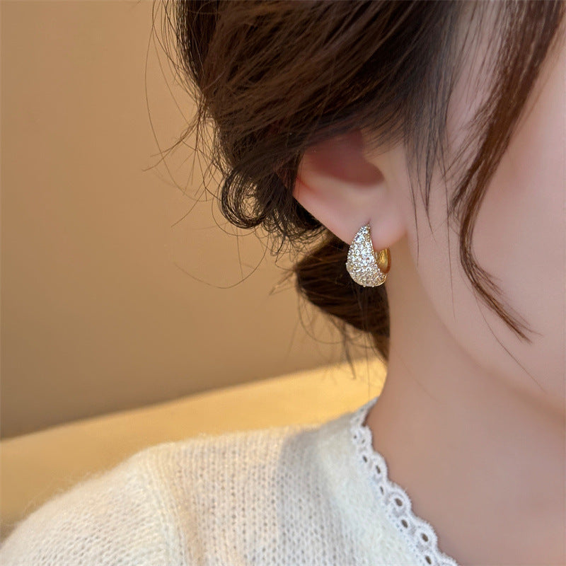 Women's Gold Zircon Hoop High-grade Light Luxury Temperament Earrings