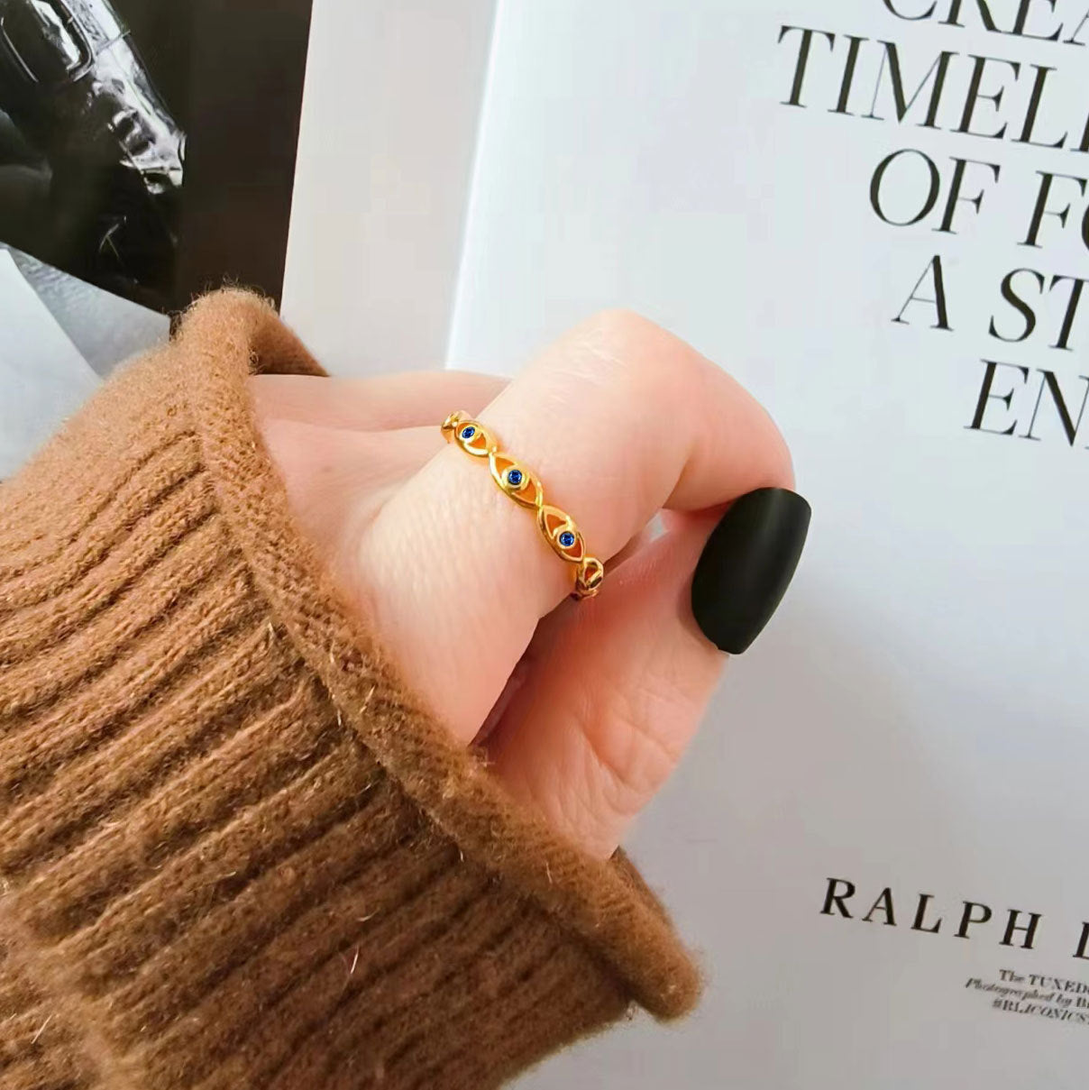 Fashion Personality Devil's Eye Blue Eyes Open Rings