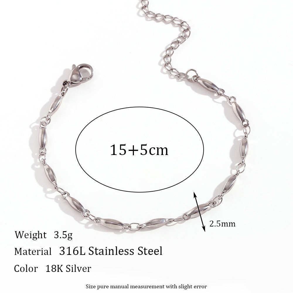 Women's Simple Fashion Personality Titanium Steel Choker Stainless Chain Pearl Bracelets