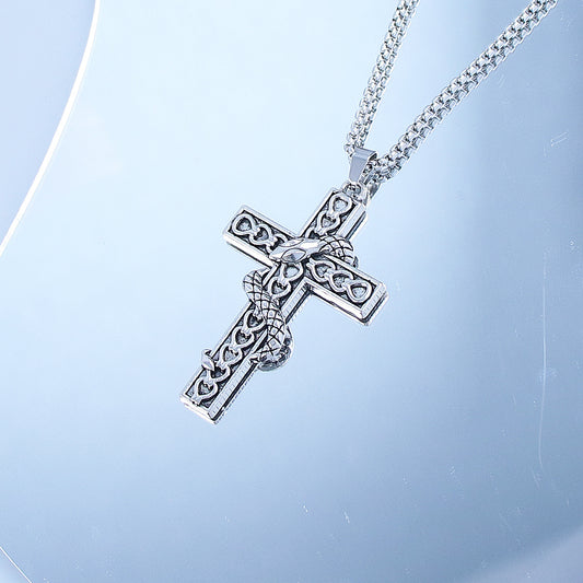 Pearl Cross Versatile Hip Hop Trend Long Necklace