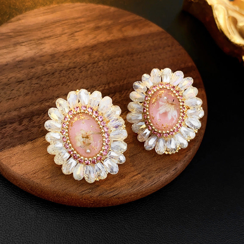 Women's Zircon Flower Light Luxury High-grade Temperament Fashion Earrings