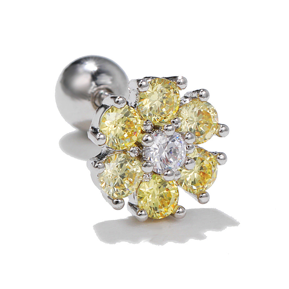 Style Retro Two-color Flower Ear Bone Gold Rings