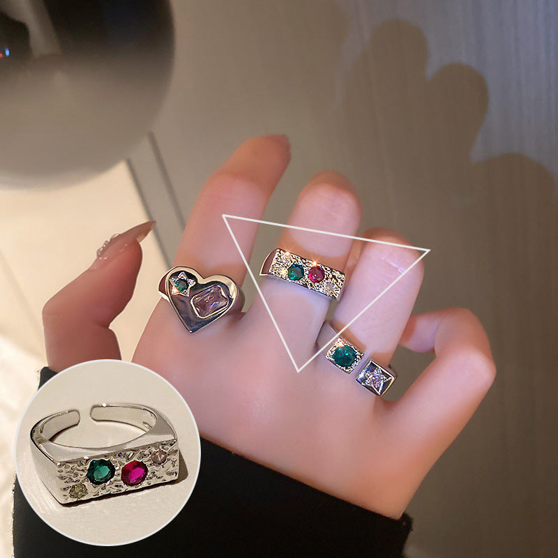 Women's Sier Simple Lines Bow Retro Fashion Rings