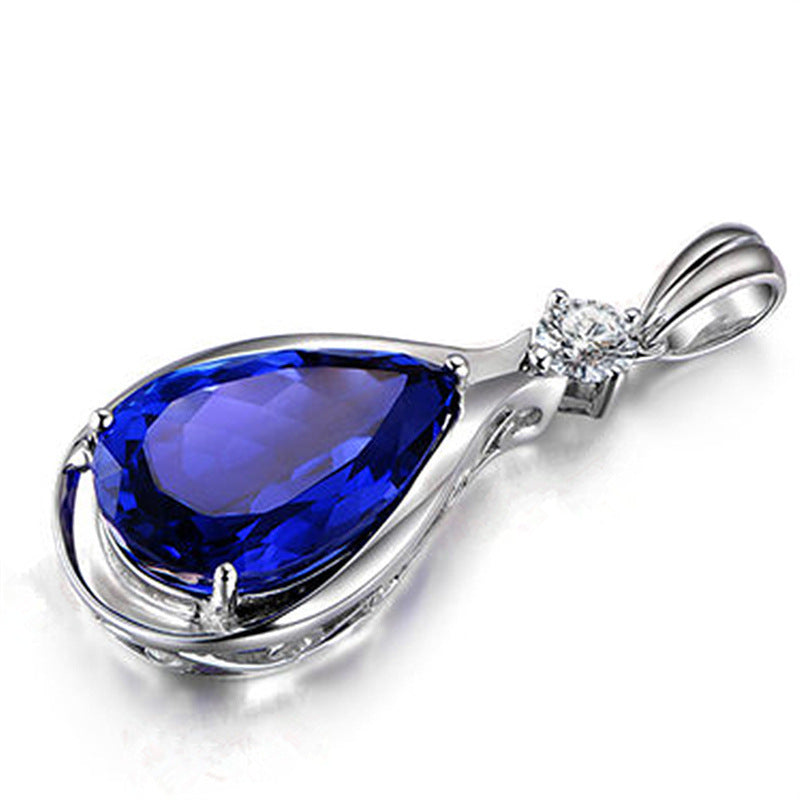 Tanzanite Blue Fashionable Simple Inlaid Sapphire Pendants