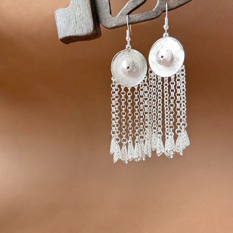 Sier Ethnic Style Peacock Retro Ear Hook Vintage Scenic Spot Earrings