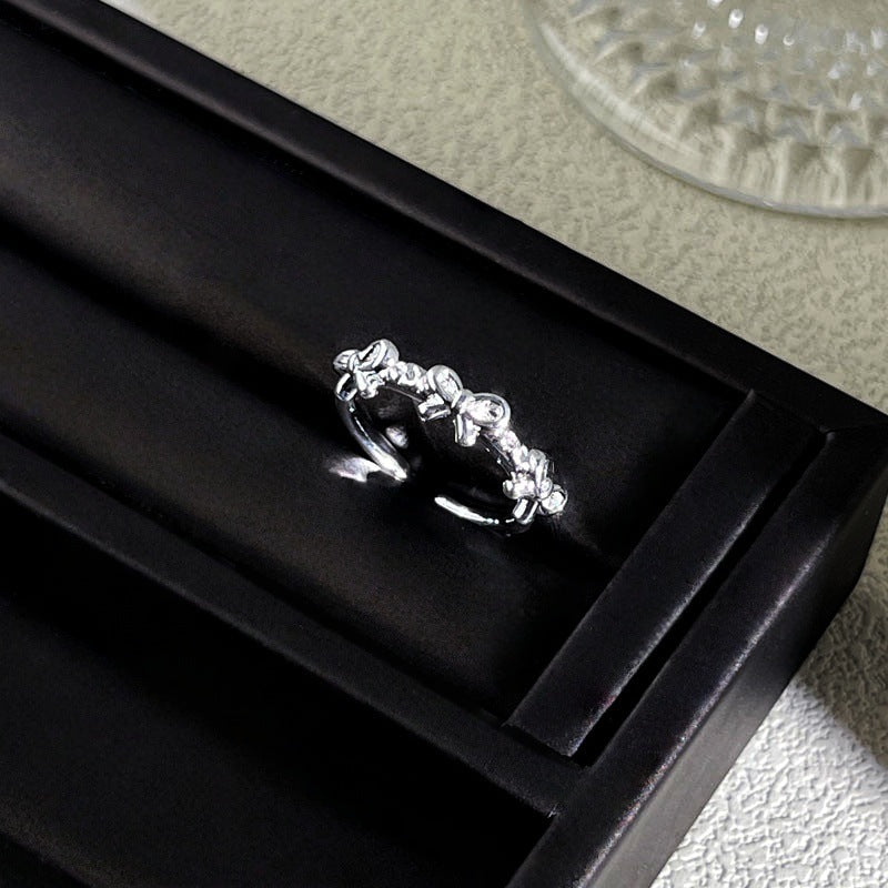 Sweet Style Niche Design Butterfly Flower Female Lace Hollow Out Ring