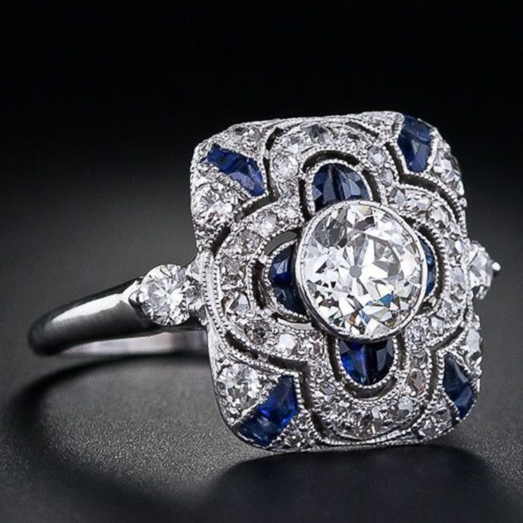 Women's Square White Sapphire Zircon Fashion Hand Rings